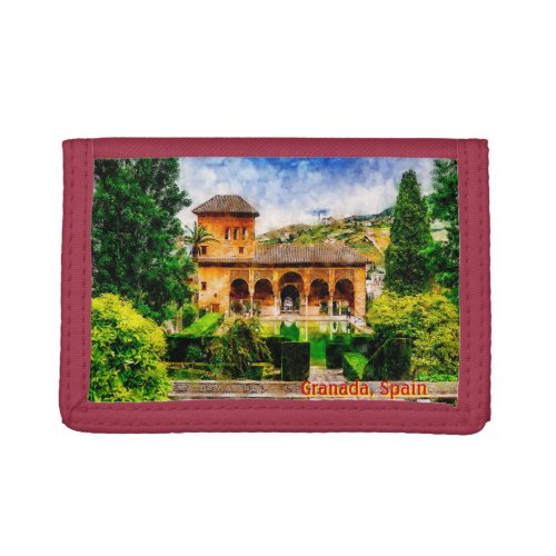 Palacio del Partal Alhambra Granada Spain Trifold Wallet
