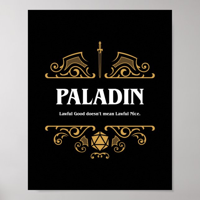 Paladin Class Tabletop RPG Gaming Poster (Front)