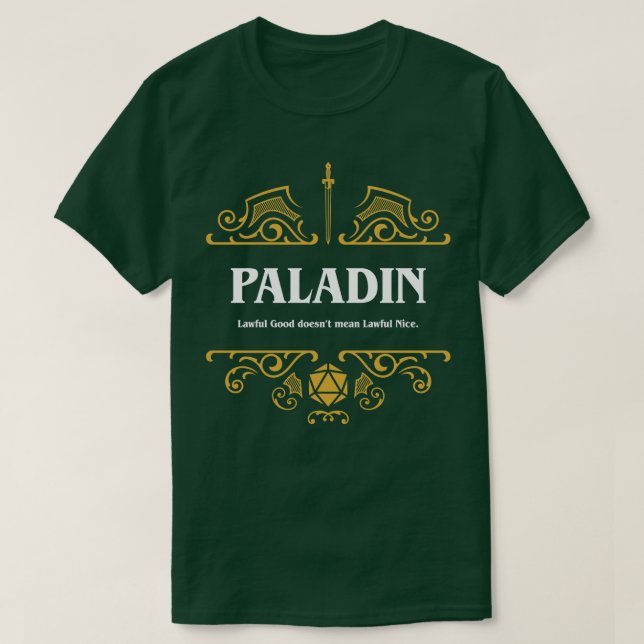 Paladin Class Tabletop RPG Gaming T-Shirt (Design Front)