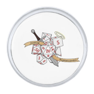 Paladin Dice Design Silver Finish Lapel Pin