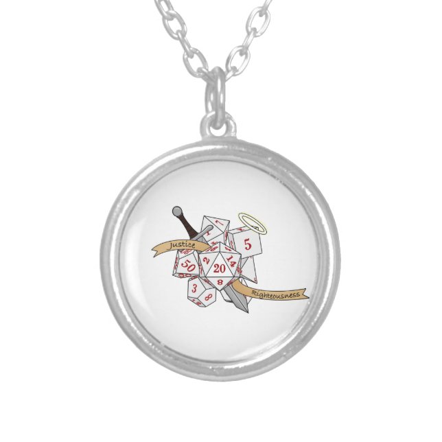 Paladin Dice Design Silver Plated Necklace (Front)