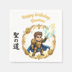Paladin Holy Knight RPG Anime Chibi Gamer Birthday Napkins
