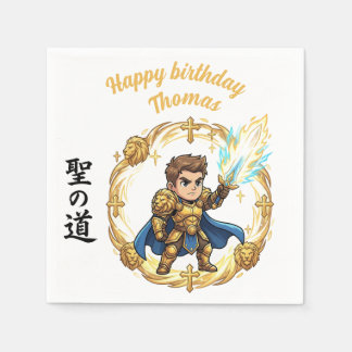 Paladin Holy Knight RPG Anime Chibi Gamer Birthday Napkins