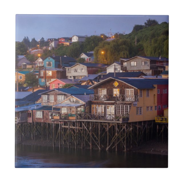 Palafito stilt houses, elevated view ceramic tile (Front)