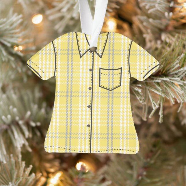 Palaka Plaid Aloha Shirt - Lemon Yellow Ornament (Tree)