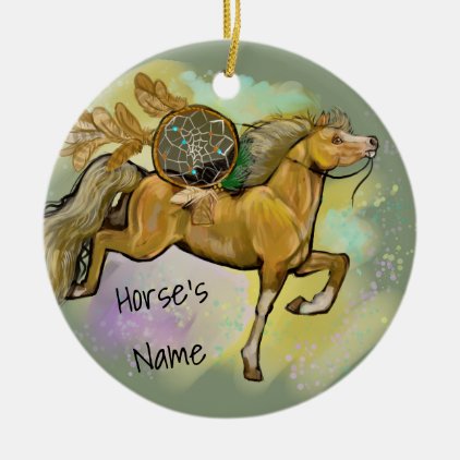 Palamino Dreamcatcher Horse Ceramic Ornament