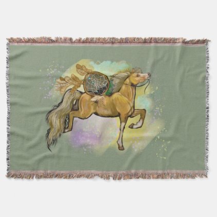 Palamino Dreamcatcher Horse Throw Blanket