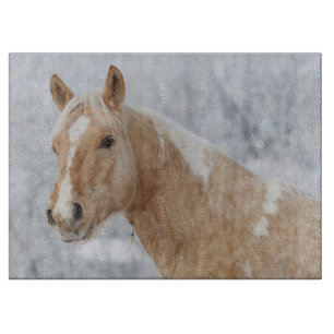 Palamino Horse in the Snow Cutting Board