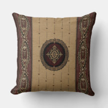 Palatial Elegance Red and Gold Throw Pillow