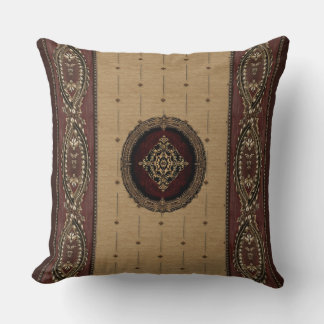 Palatial Elegance Red and Gold Throw Pillow