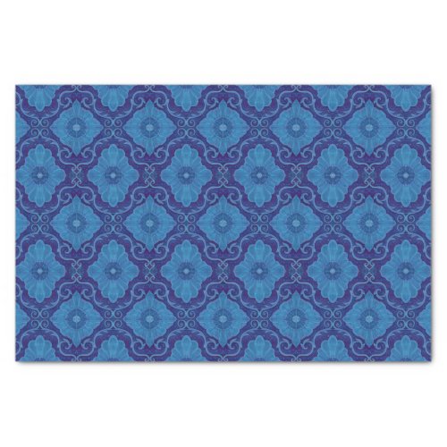Palatial floral pattern in blue colors Tissue Paper