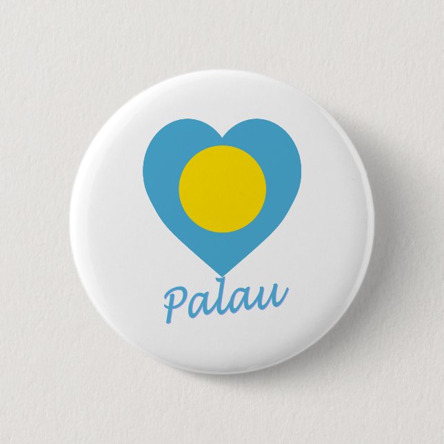 Palau Flag Heart Pinback Button (Front)