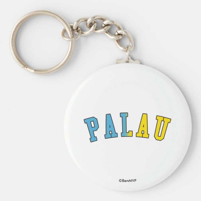 Palau in National Flag Colors Keychain