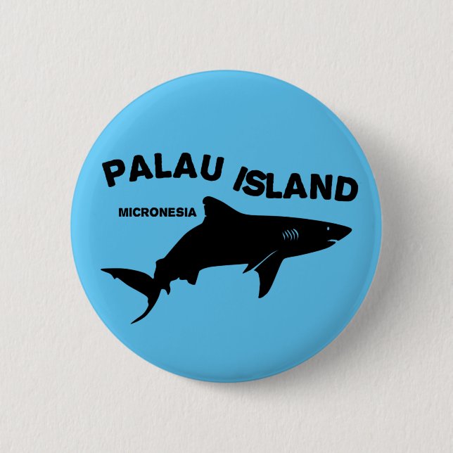 Palau Island Scuba Diving With Sharks Button (Front)