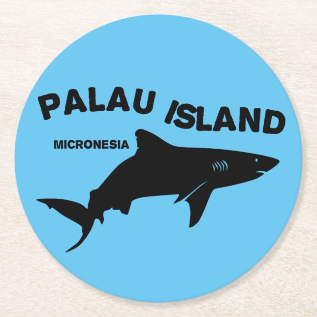Palau Island Scuba Diving With Sharks Round Paper Coaster (Front)