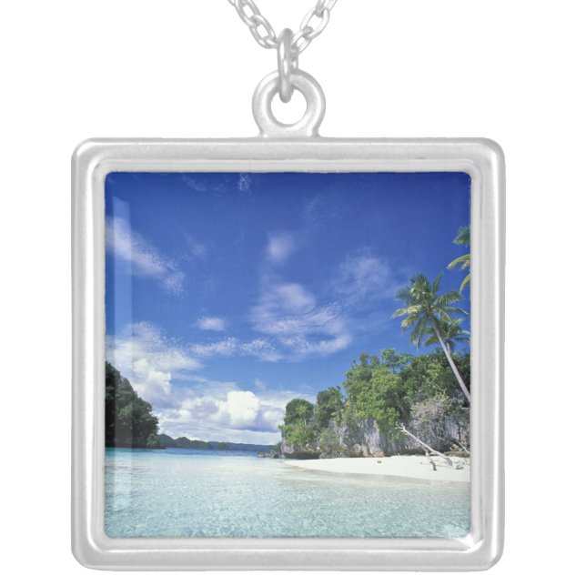 Palau, Rock Islands, Honeymoon Island, World Silver Plated Necklace (Front)