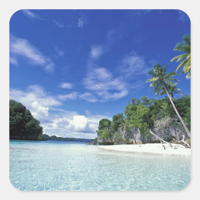 Palau, Rock Islands, Honeymoon Island, World Square Sticker (Front)