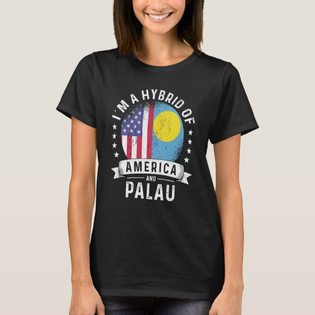 Palauan American Patriot Grown Flag Humor T-Shirt (Front)
