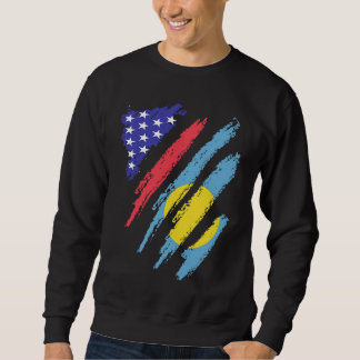 Palauan American Patriot Grown Heart Flag Stripes Sweatshirt