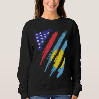 Palauan American Patriot Grown Heart Flag Stripes Sweatshirt