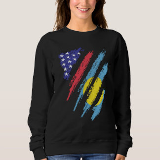 Palauan American Patriot Grown Heart Flag Stripes Sweatshirt