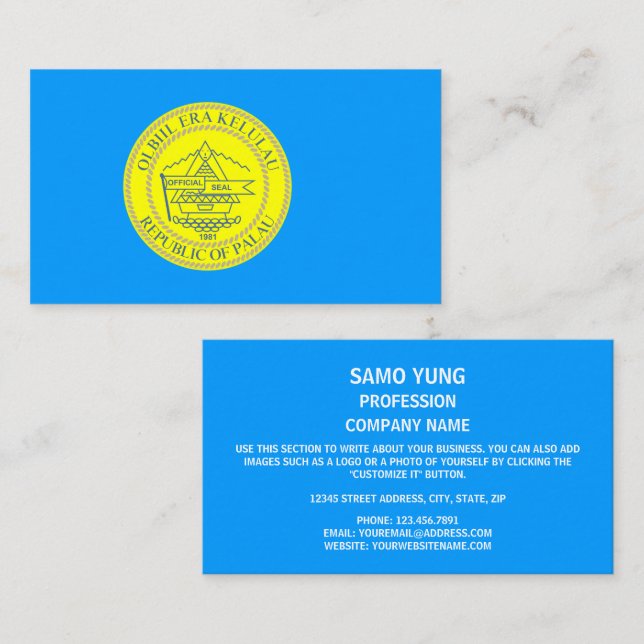 Palauan Flag & Seal, Flag of Palau Business Card (Front/Back)