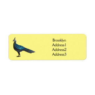 Palawan peacock pheasant bird cartoon illustration label