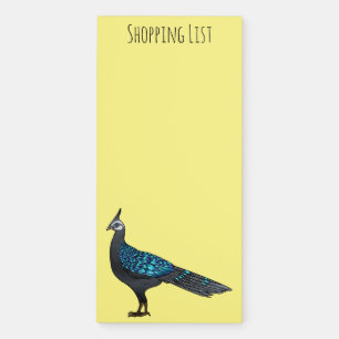 Palawan peacock pheasant bird cartoon illustration magnetic notepad