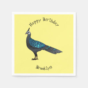 Palawan peacock pheasant bird cartoon illustration napkins