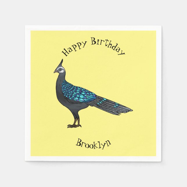 Palawan peacock pheasant bird cartoon illustration napkins (Front)