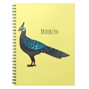 Palawan peacock pheasant bird cartoon illustration notebook