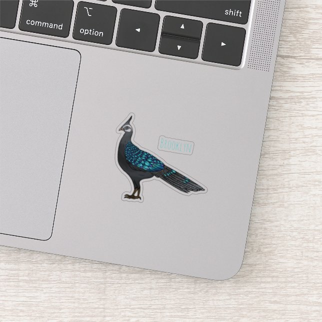 Palawan peacock pheasant bird cartoon illustration sticker (Detail)