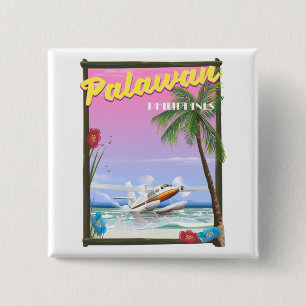 Palawan Philippines flight poster Button