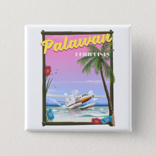 Palawan Philippines flight poster Button