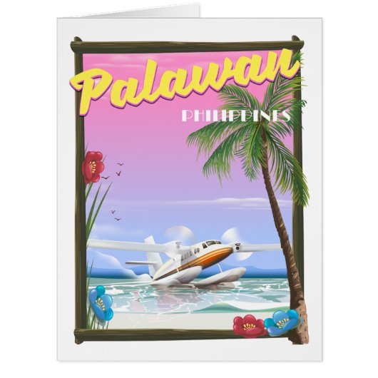 Palawan Philippines flight poster Cards (Front)