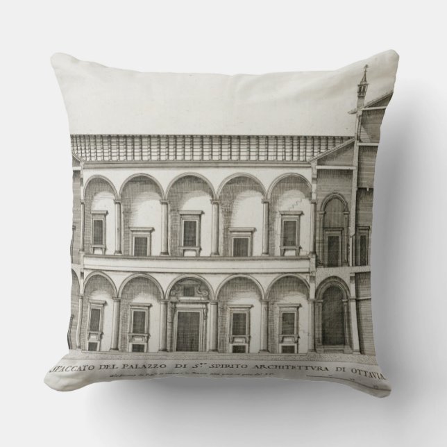 Palazzo di Santo Spirito, from 'Palazzi di Roma', Throw Pillow (Front)