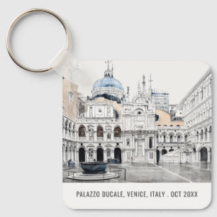 Palazzo Ducale Venice Italy Watercolor Travel Keychain
