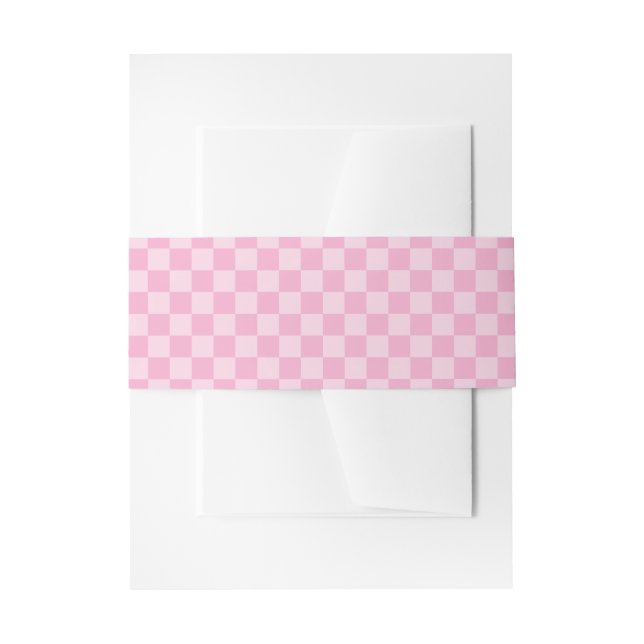 Pale and Light Pink Checkered Invitation Belly Band (Front Example)