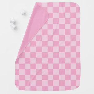 Pale and Light Pink Montone Checkered Baby Blanket