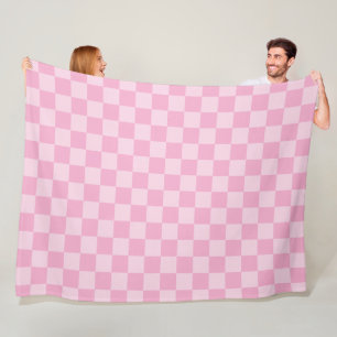 Pale and Light Pink Montone Checkered Fleece Blanket