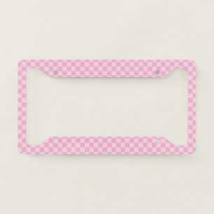 Pale and Light Pink Montone Checkered License Plate Frame
