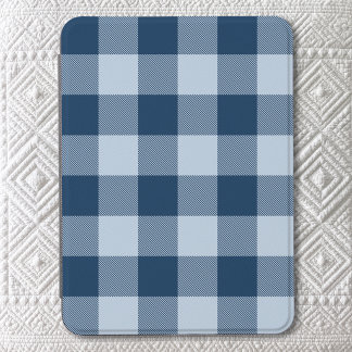 Pale and Navy Blue Buffalo Plaid Gingham Kindle Cover