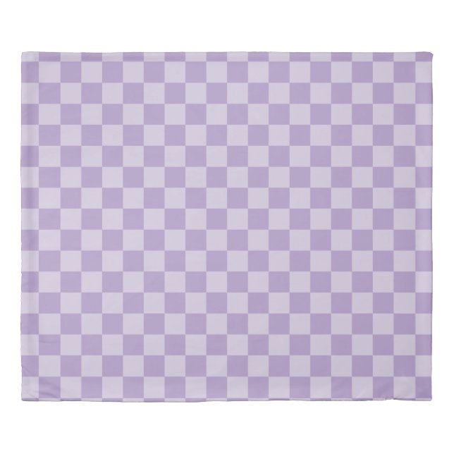 Pale and Pastel Purple Monotone Checkered Duvet Cover (Front)