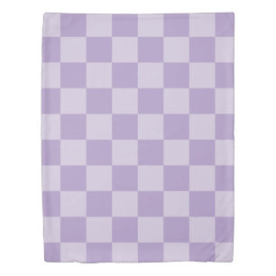 Pale and Pastel Purple Monotone Checkered Duvet Cover