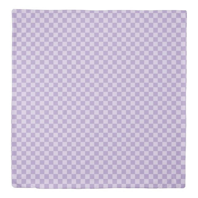Pale and Pastel Purple Monotone Checkered Duvet Cover (Front)