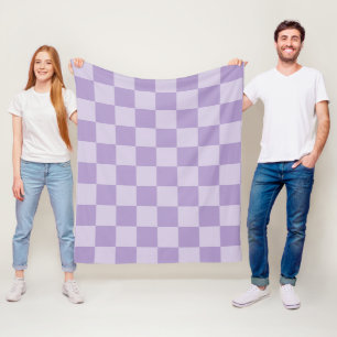Pale and Pastel Purple Monotone Checkered Fleece Blanket