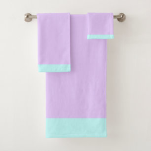 Pale Aqua And Lavender Bath Towel Set