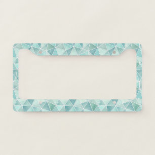 Pale Aqua Geometric Mosaic – Polygon License Plate Frame