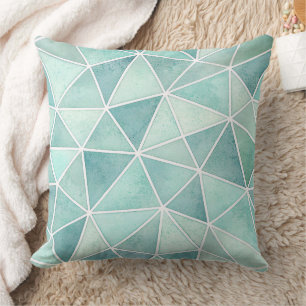 Pale Aqua Geometric Mosaic – Polygon Throw Pillow