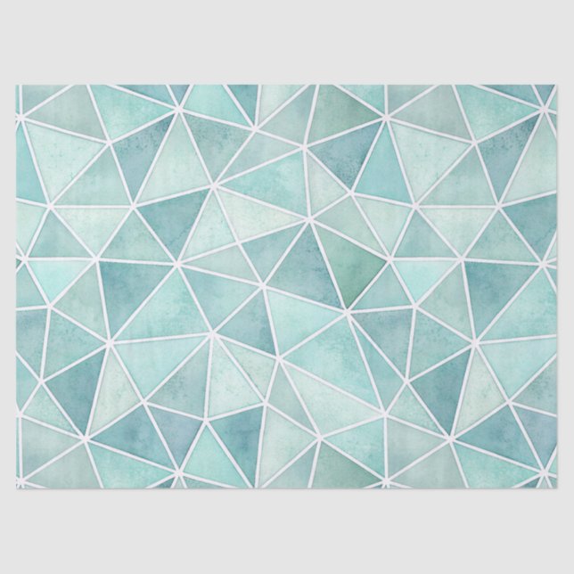 Pale Aqua Geometric Mosaic – Polygon Tissue Paper (Front)